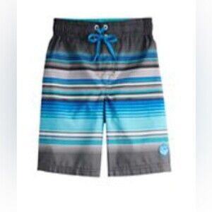 Boy ZeroXposur Surfer Pool Blue Black swim shorts trunks Size Small 4 UPF 50